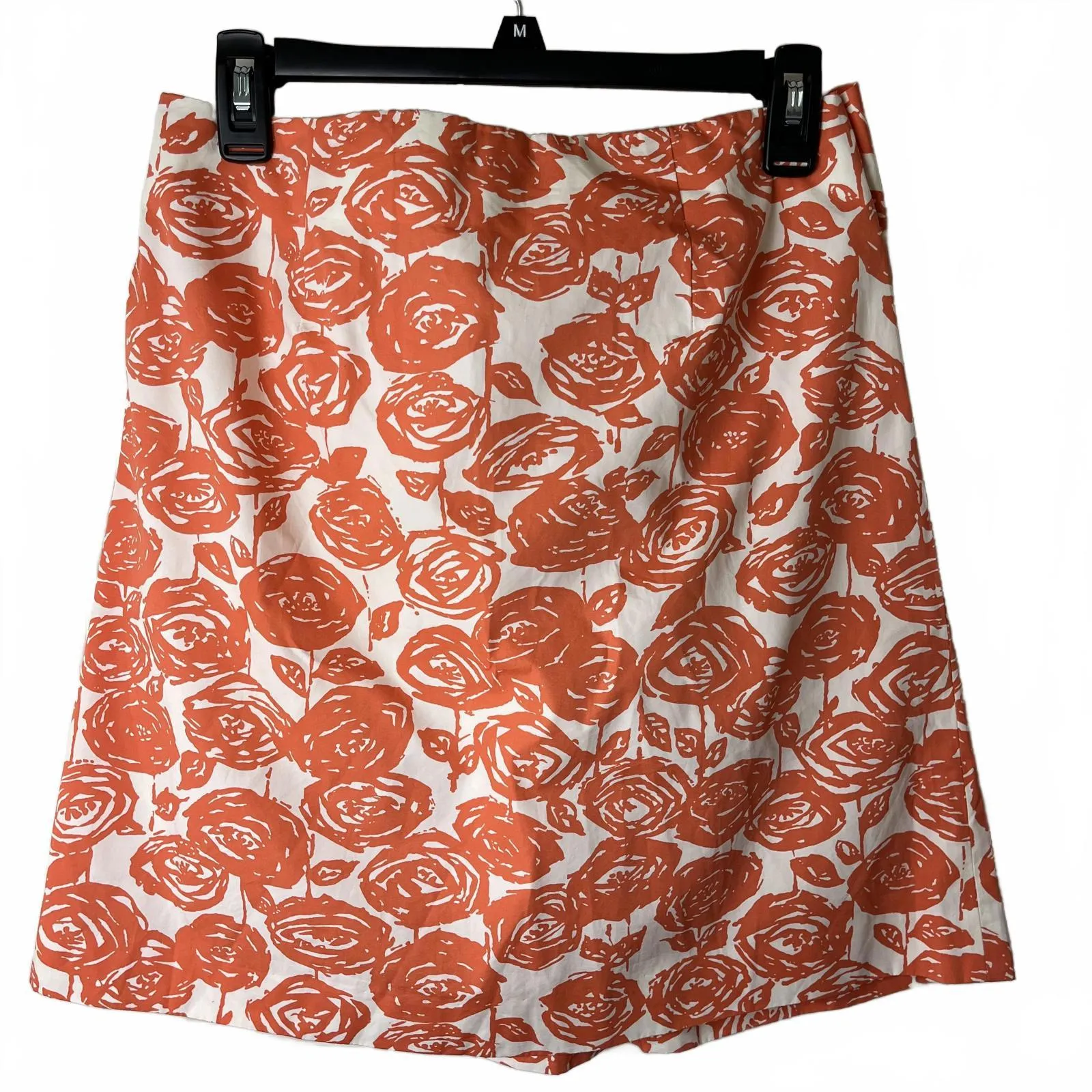 J. Crew Coral / Cream Skirt with Tie Belt Hidden Pockets Side Zipper Size 2