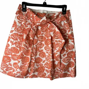 J. Crew Coral / Cream Skirt with Tie Belt Hidden Pockets Side Zipper Size 2