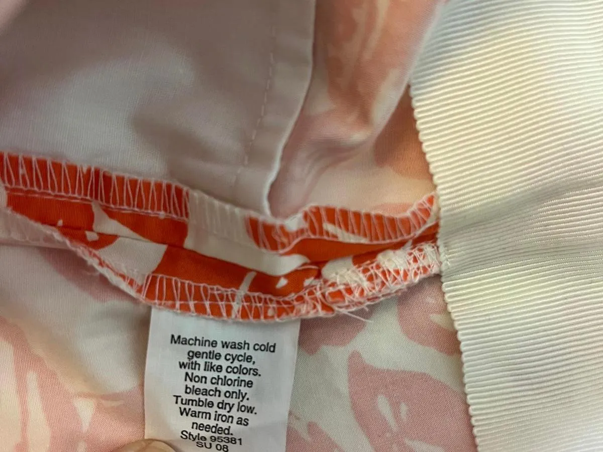 J. Crew Coral / Cream Skirt with Tie Belt Hidden Pockets Side Zipper Size 2