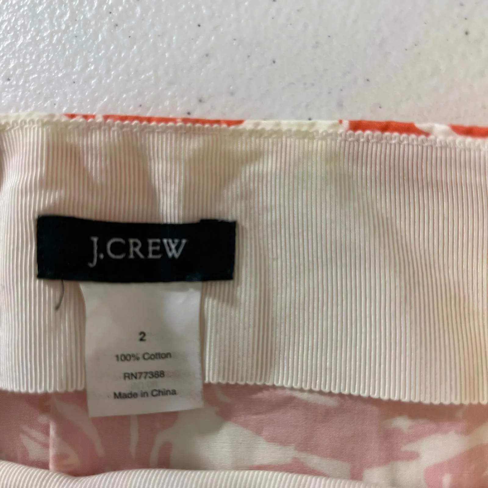 J. Crew Coral / Cream Skirt with Tie Belt Hidden Pockets Side Zipper Size 2