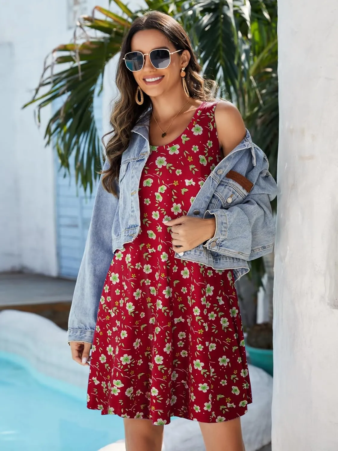 JollieLovin Women Summer Sundress Plus Size Tank Sleeveless T-Shirt Dress Beach Swing Loose Fit Casual