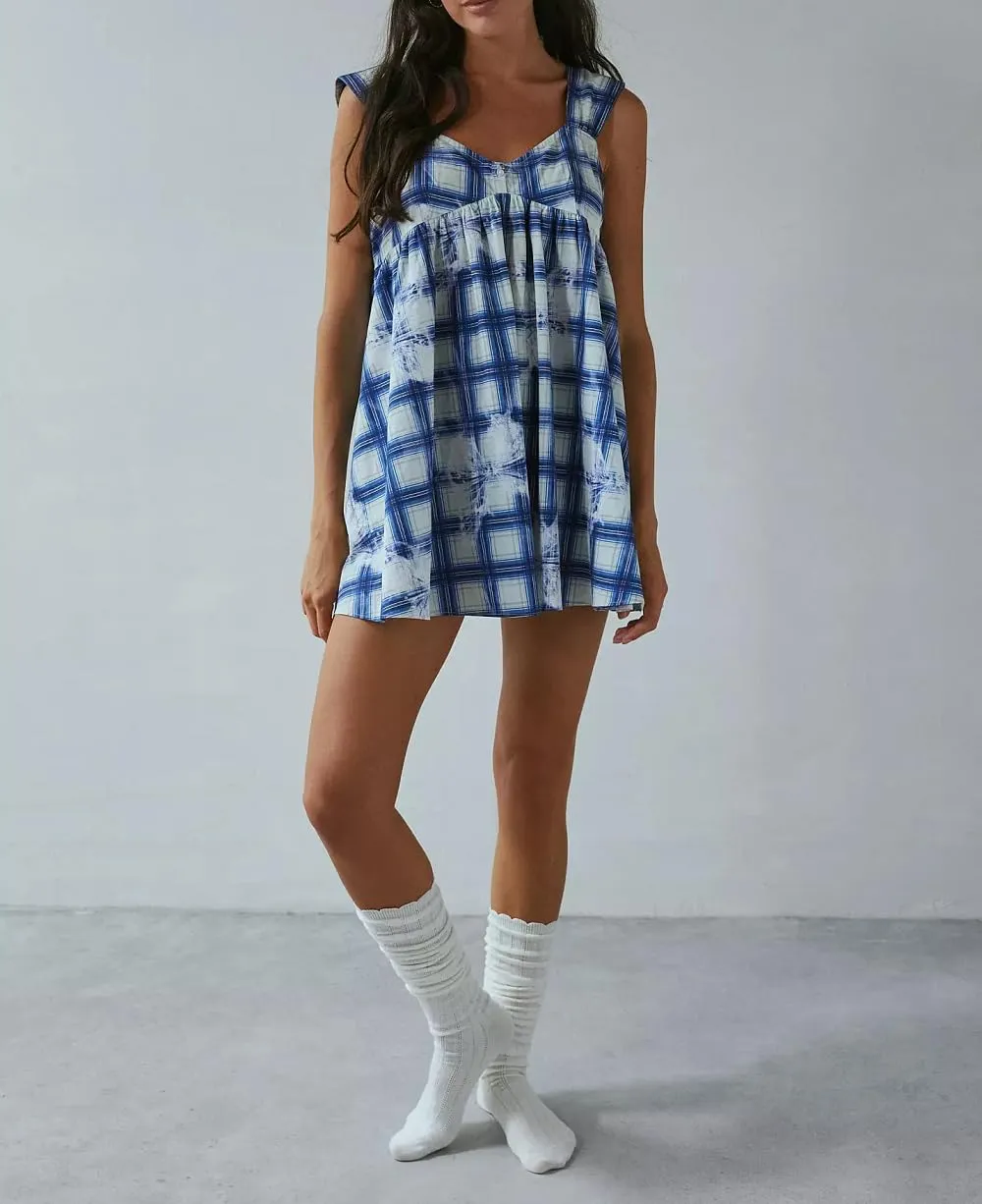 Juakoso Women Y2k Cute Babydoll Mini Dress Bow Tie A-Line Ruffle Short Dress Fairycore Backless Flowy Sun Dress