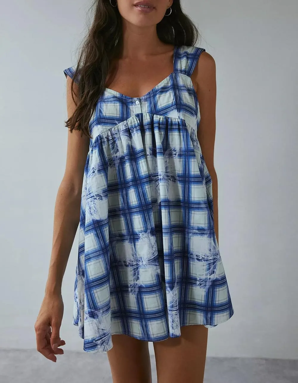 Juakoso Women Y2k Cute Babydoll Mini Dress Bow Tie A-Line Ruffle Short Dress Fairycore Backless Flowy Sun Dress
