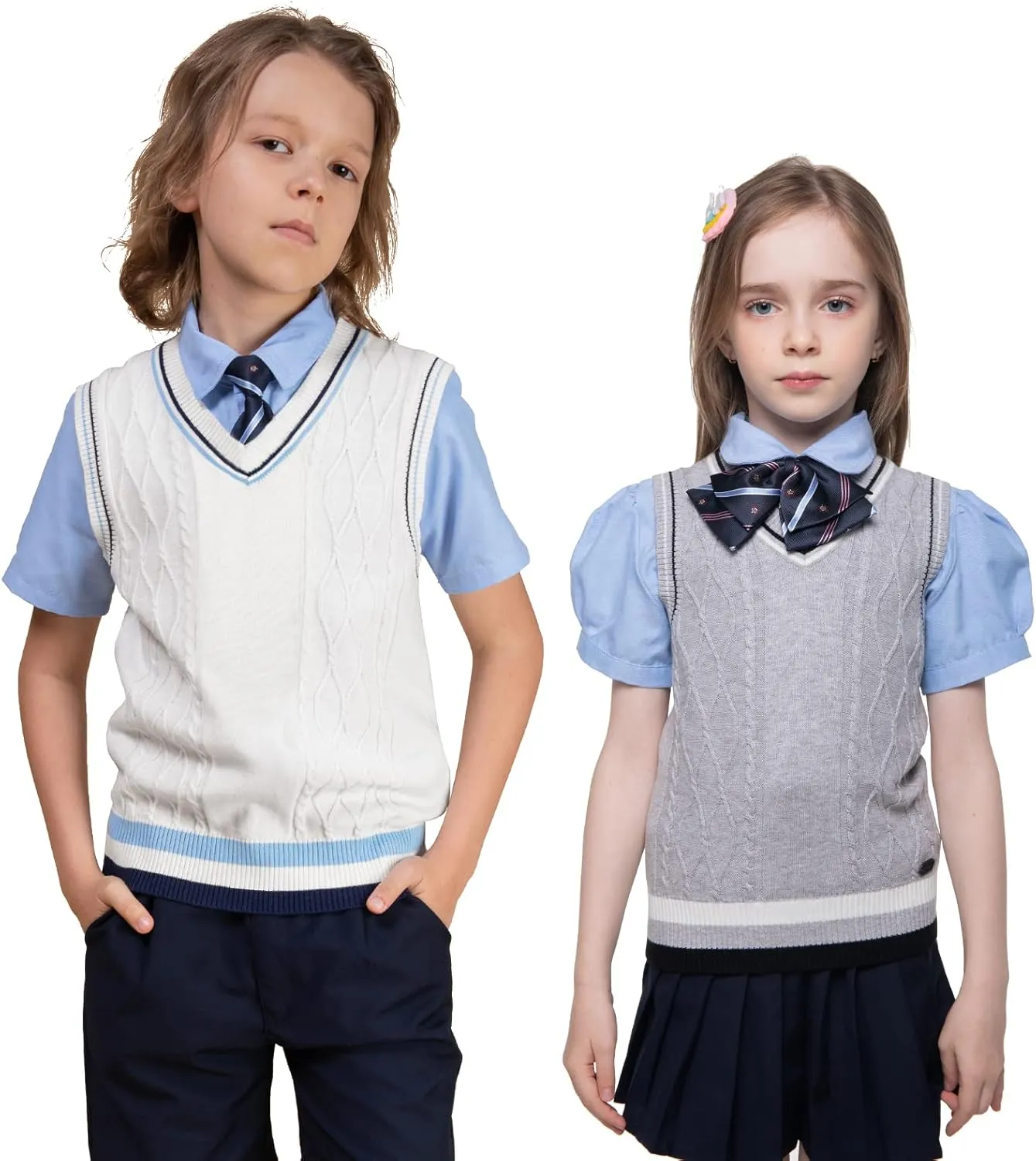 Kid Nation Boys Sweater Vest 100% Cotton School Uniform Vest for Girls Boy Toddler Kids Knit Vest