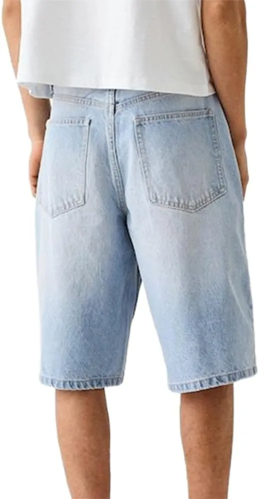 Kinghua Baggy Jean Shorts for Men Casual Loose Fit Hip Hop Denim Shorts