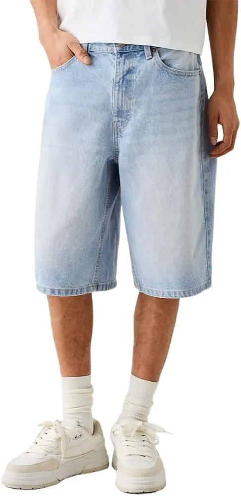 Kinghua Baggy Jean Shorts for Men Casual Loose Fit Hip Hop Denim Shorts