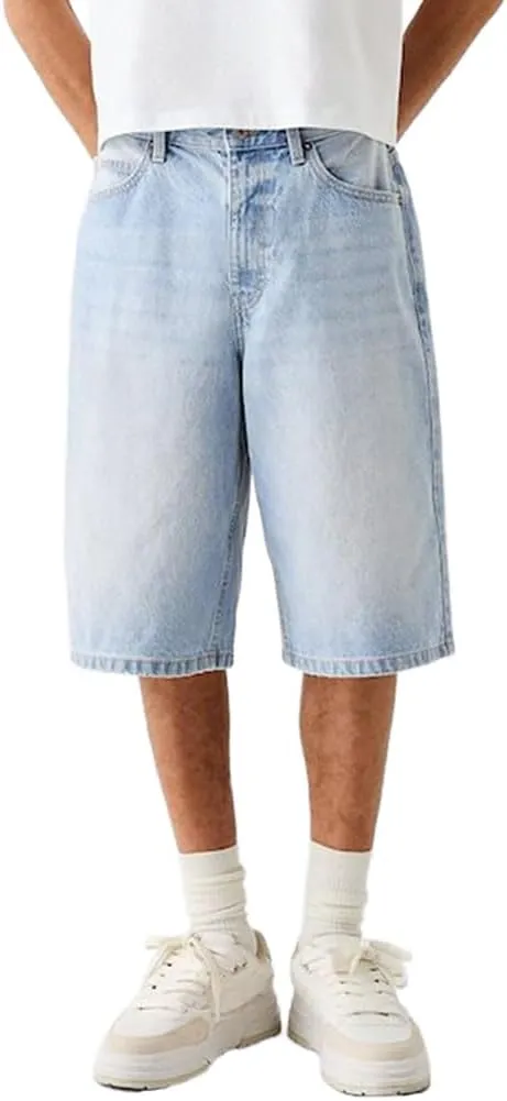 Kinghua Baggy Jean Shorts for Men Casual Loose Fit Hip Hop Denim Shorts