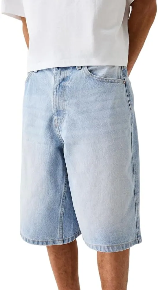 Kinghua Baggy Jean Shorts for Men Casual Loose Fit Hip Hop Denim Shorts