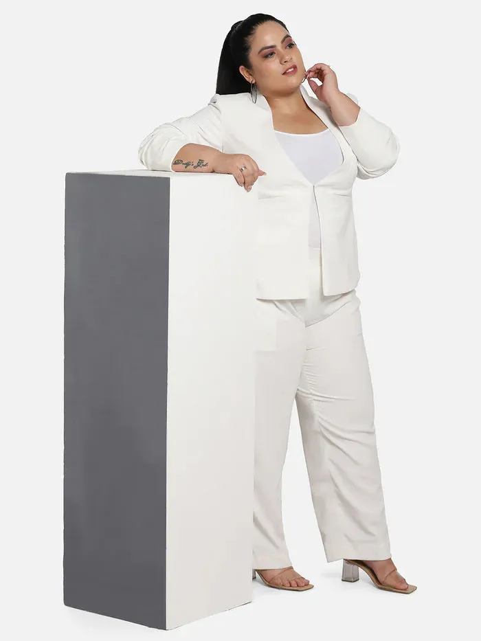 Ladies Professional Poly Moss Pant Suit - White