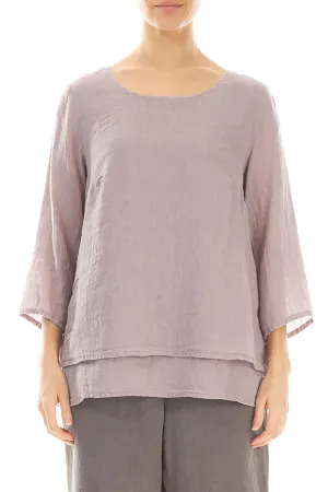 Layered Greige Gauze Linen Blouse