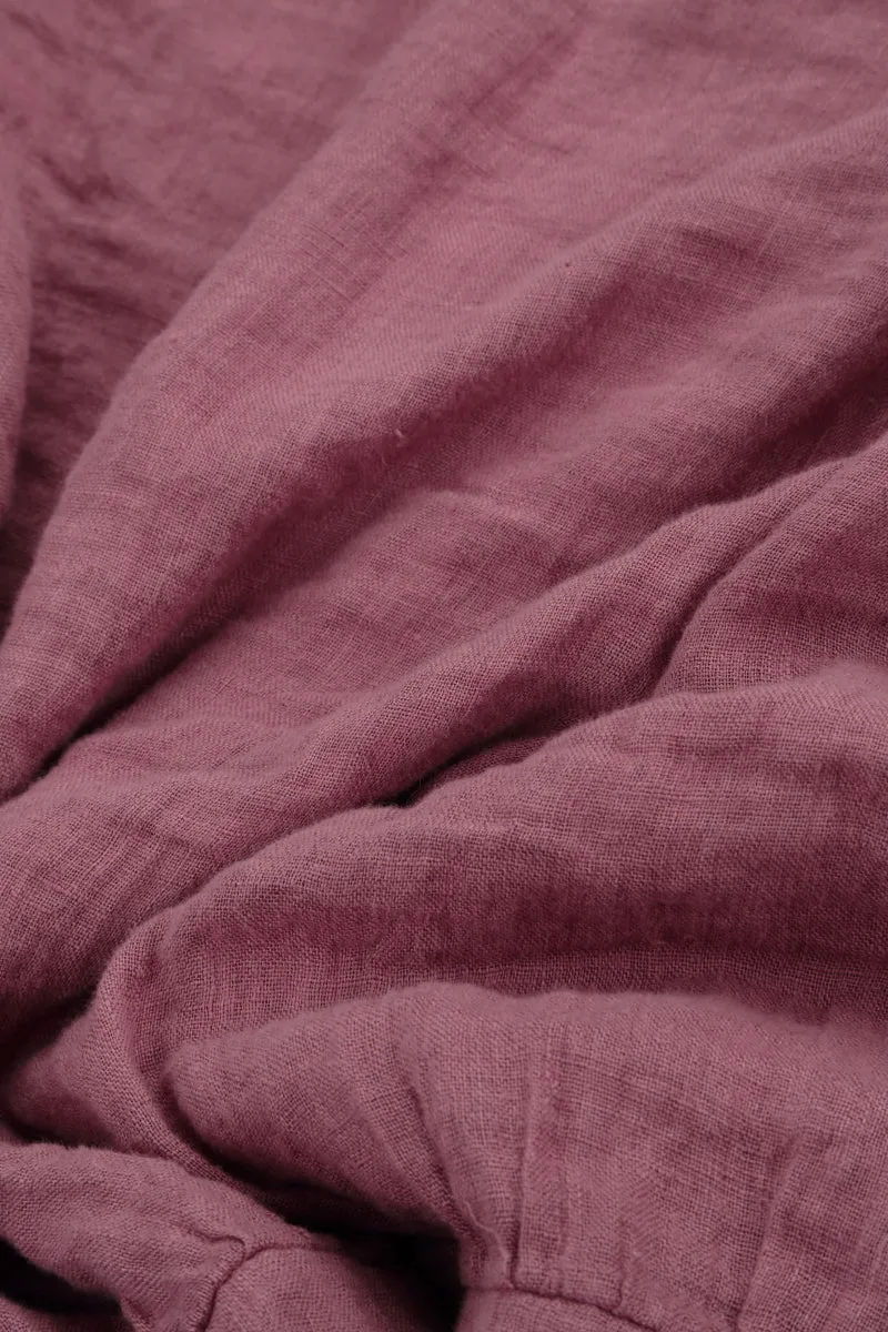Layered Mauve Taupe Gauze Linen Blouse