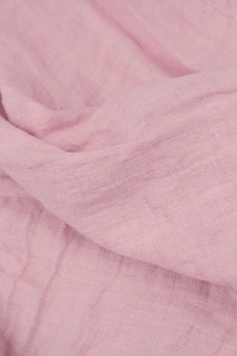 Layered Powder Pink Gauze Linen Blouse