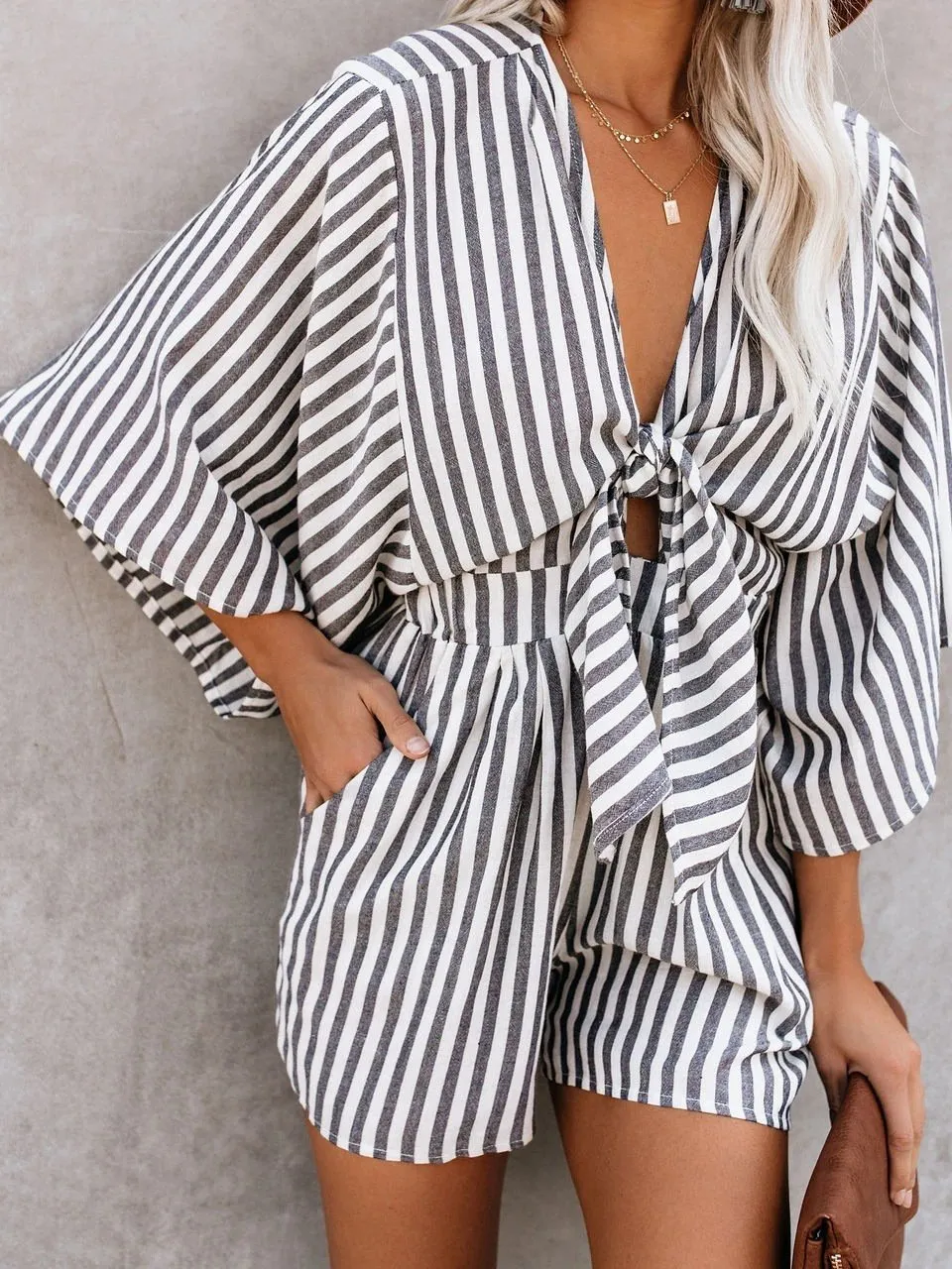 Leopard Print V-neck Loose Jumpsuit for Women