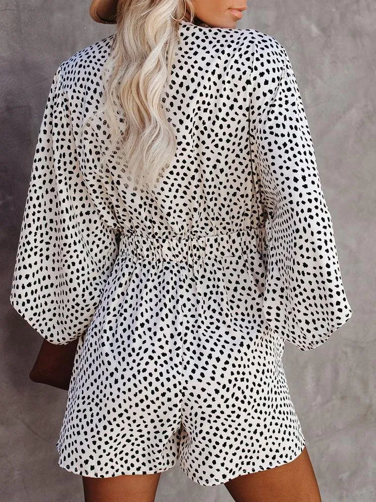 Leopard Print V-neck Loose Jumpsuit for Women