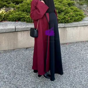 LH Fleece Cardigan, Abaya Coat-Burgundy.