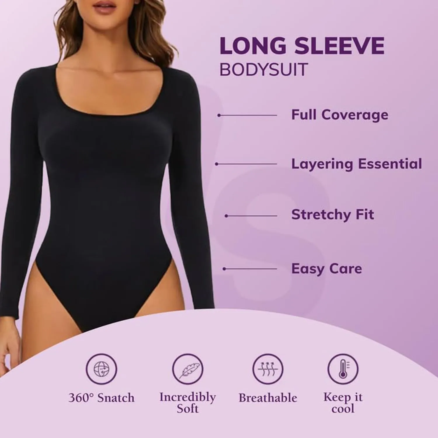 Long Sleeve Shapewear Bodysuits for Women Scoop Neck Body suits Tummy Control Shapewear Tank Tops