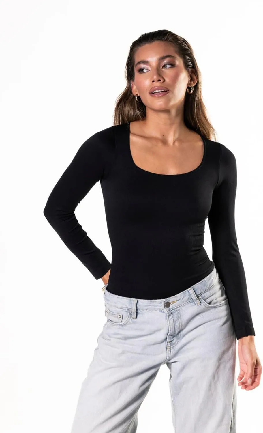 Long Sleeve Shapewear Bodysuits for Women Scoop Neck Body suits Tummy Control Shapewear Tank Tops