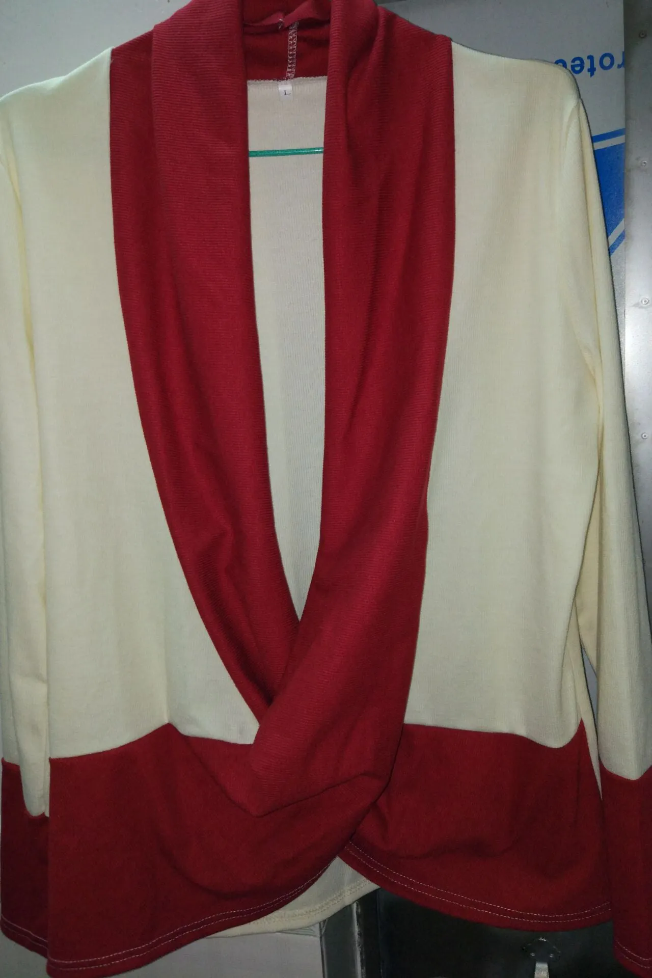 Long Sleeves Patchwork Draped V-neck Regular Sweater