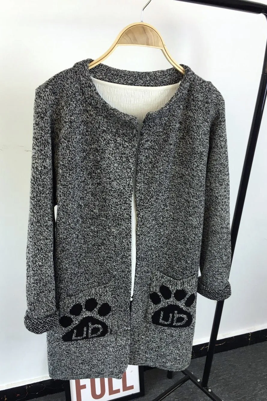 Long Sleeves Print Scoop Regular Cardigan