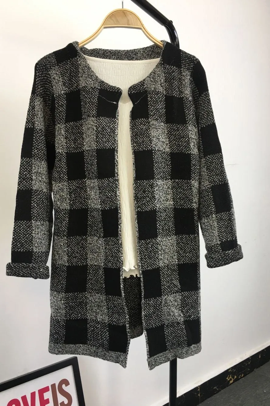 Long Sleeves Print Scoop Regular Cardigan