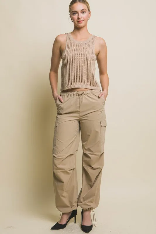 Love Tree Sleeveless Open Knit Crop Top