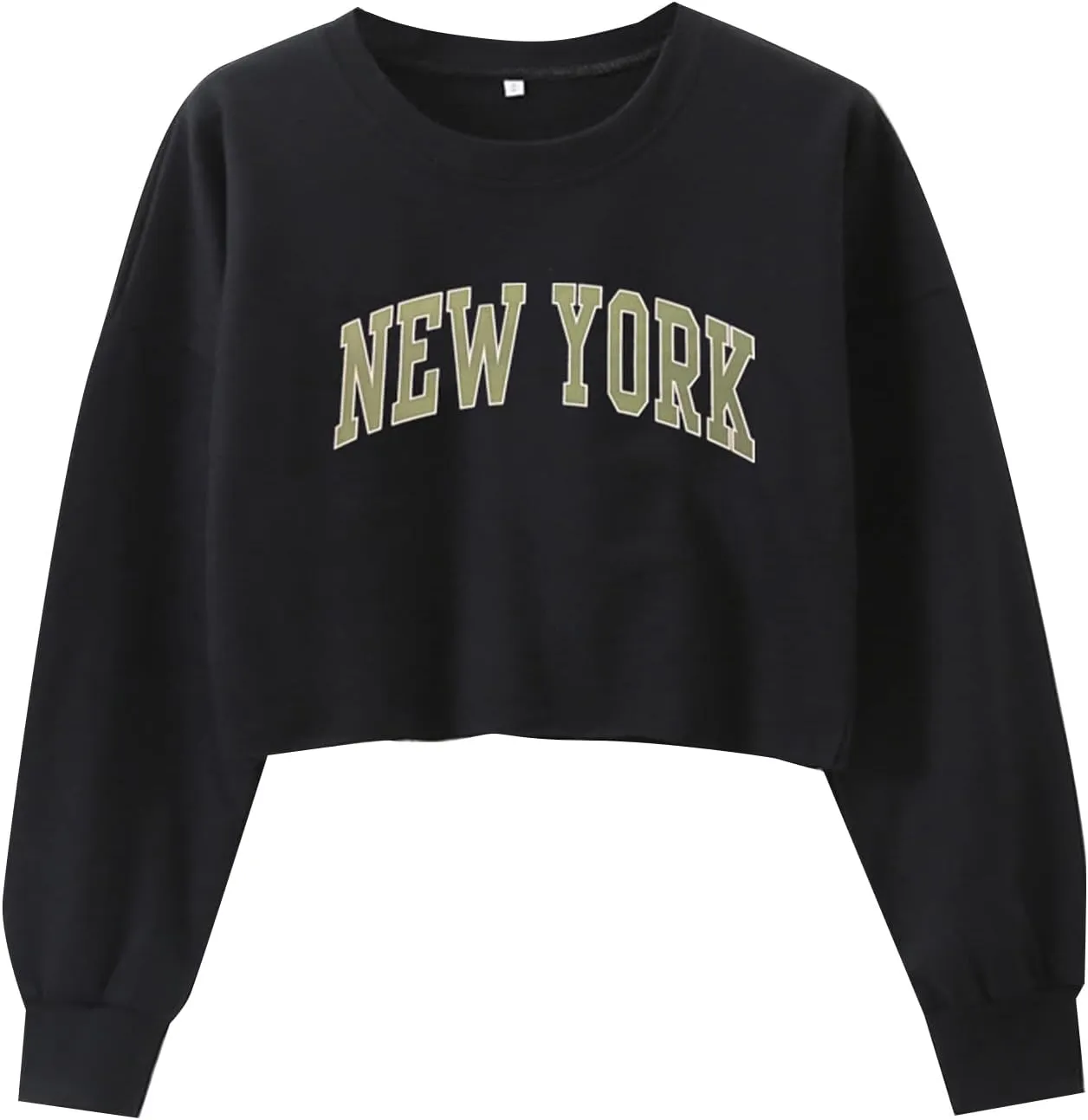 LovelyWholesale Women Graphic Crewneck Sweatshirts Casual Long Sleeve Cropped Tops