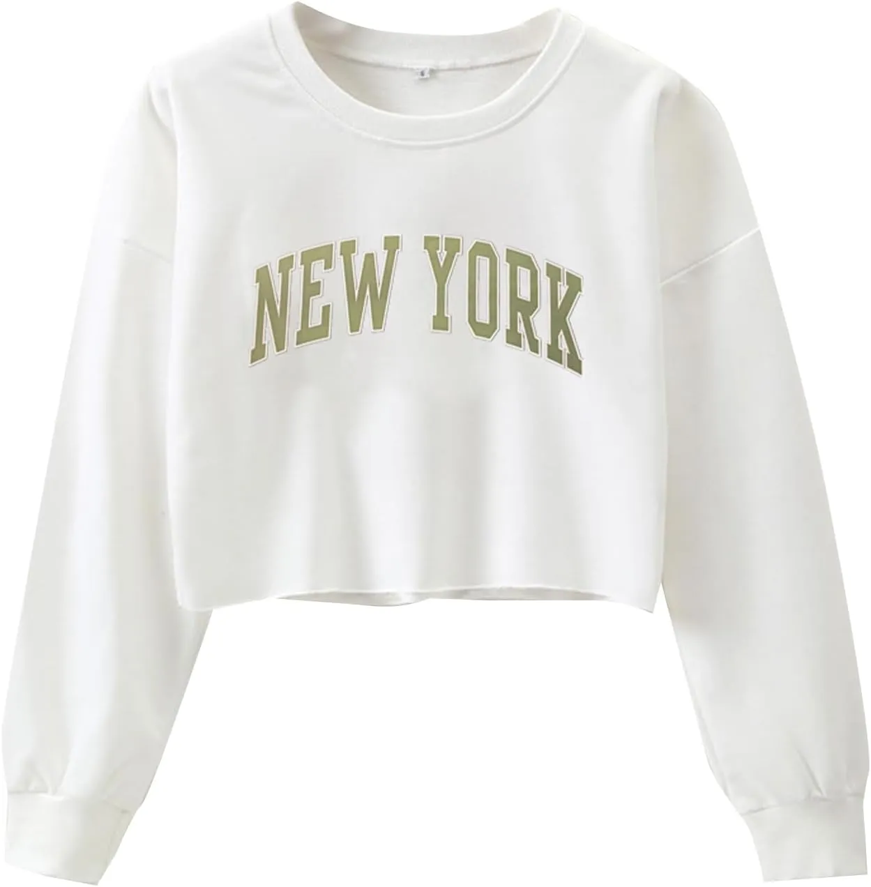 LovelyWholesale Women Graphic Crewneck Sweatshirts Casual Long Sleeve Cropped Tops