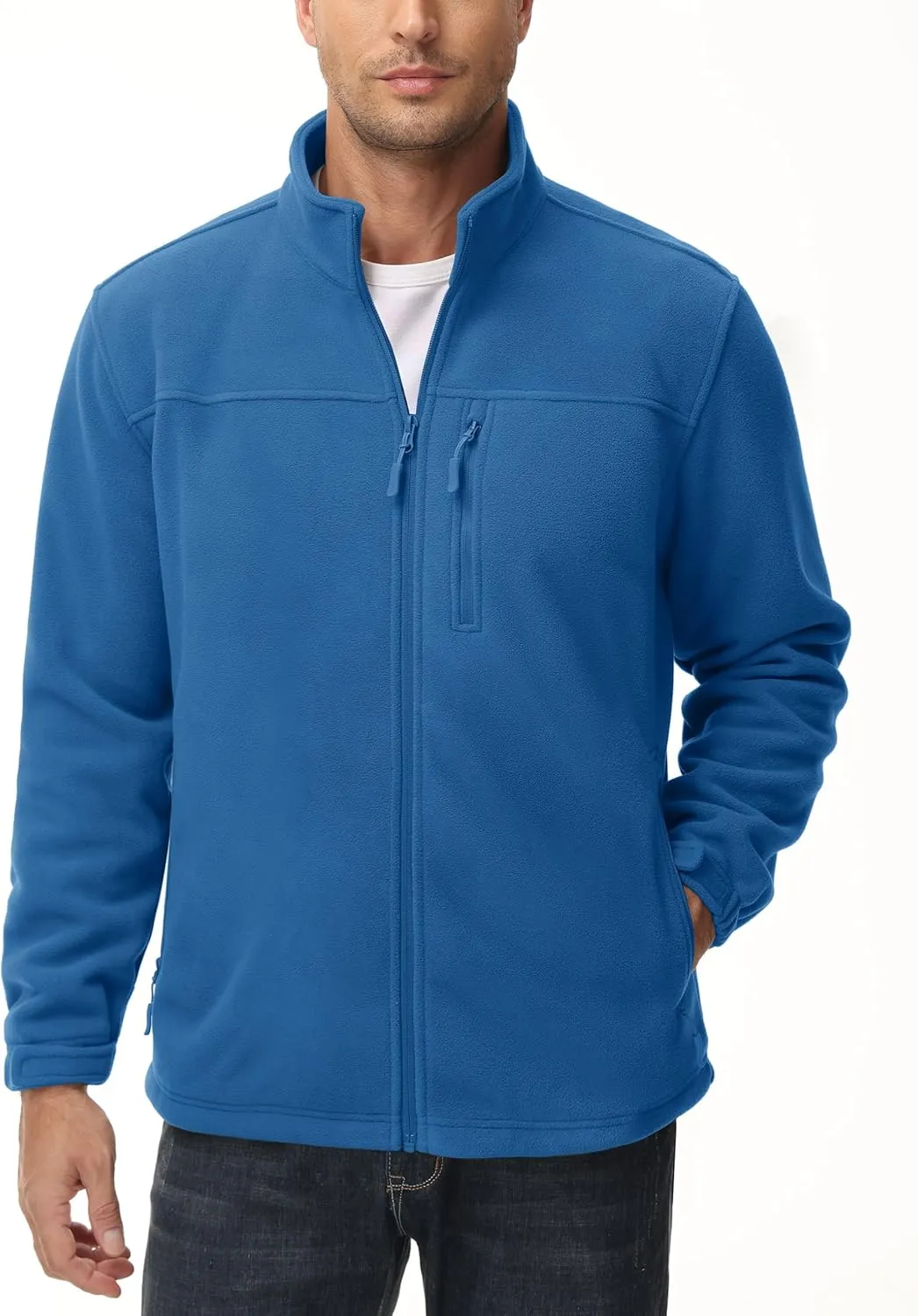 MAGCOMSEN Men's Winter Zip Up Polar Fleece Jacket Athletic Tactical Hiking Outdoor Jackets with 3 Pockets