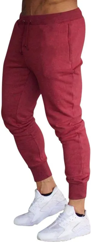 Maryia Men's Workout Joggers Sweatpants Gym Training Slim Fit Pants Active Basic Lightweight Stretch Chino Trousers