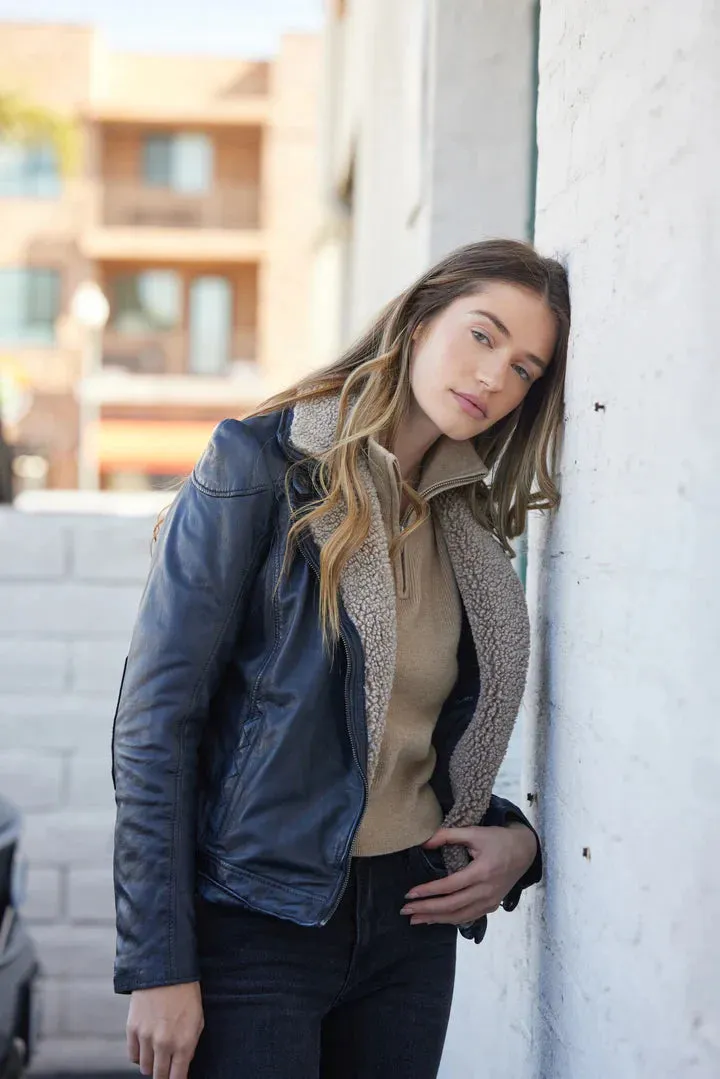 Mauritius Jenja CF Navy Leather Jacket - MEDIUM