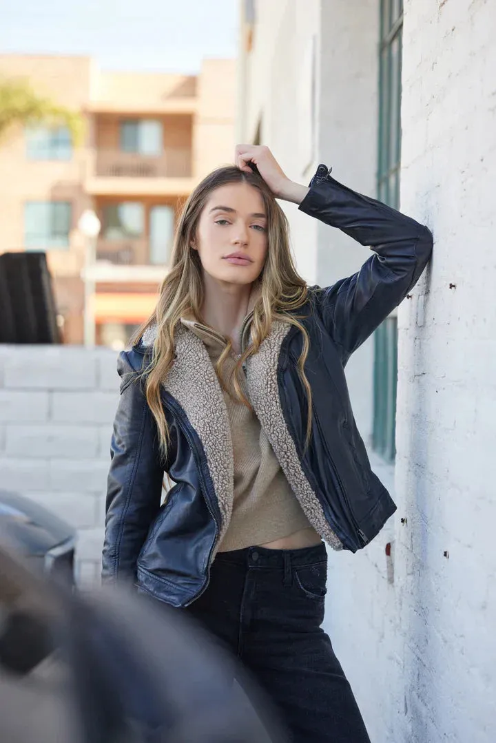 Mauritius Jenja CF Navy Leather Jacket - MEDIUM