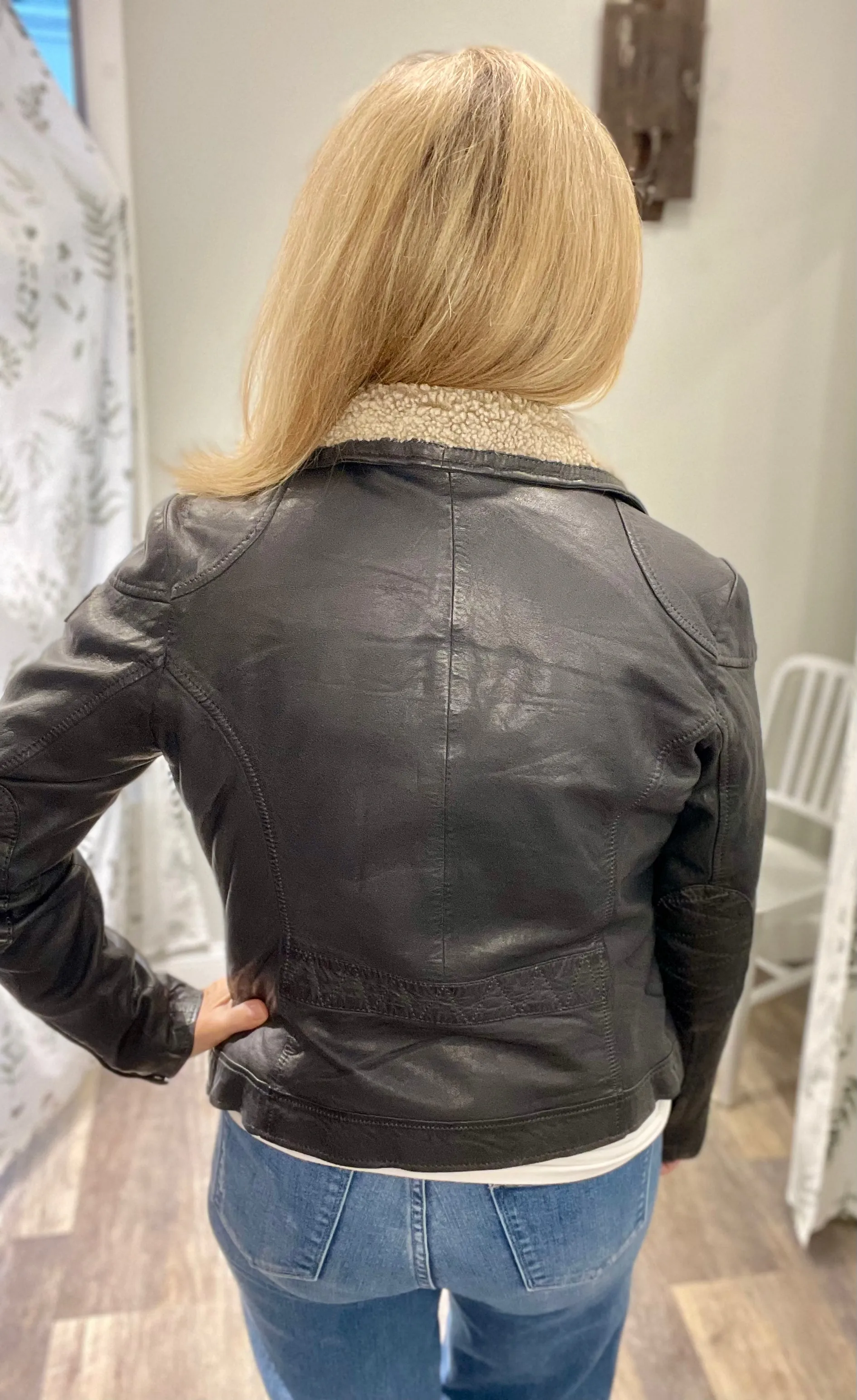 Mauritius Jenja CF Navy Leather Jacket - MEDIUM