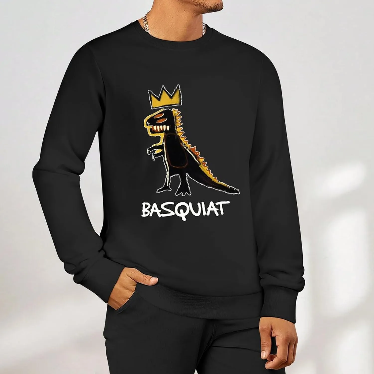 Mens Crewneck Long Sleeve Tops - Standard-Fit Jersey Shirt for Golf Sport