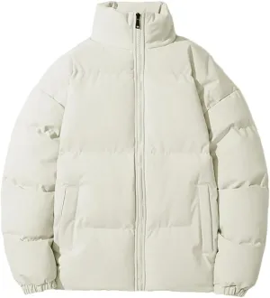Men's Down Jacket Solid Color Stand Collar Cotton Down Jacket Winter Zipper Down Jacket