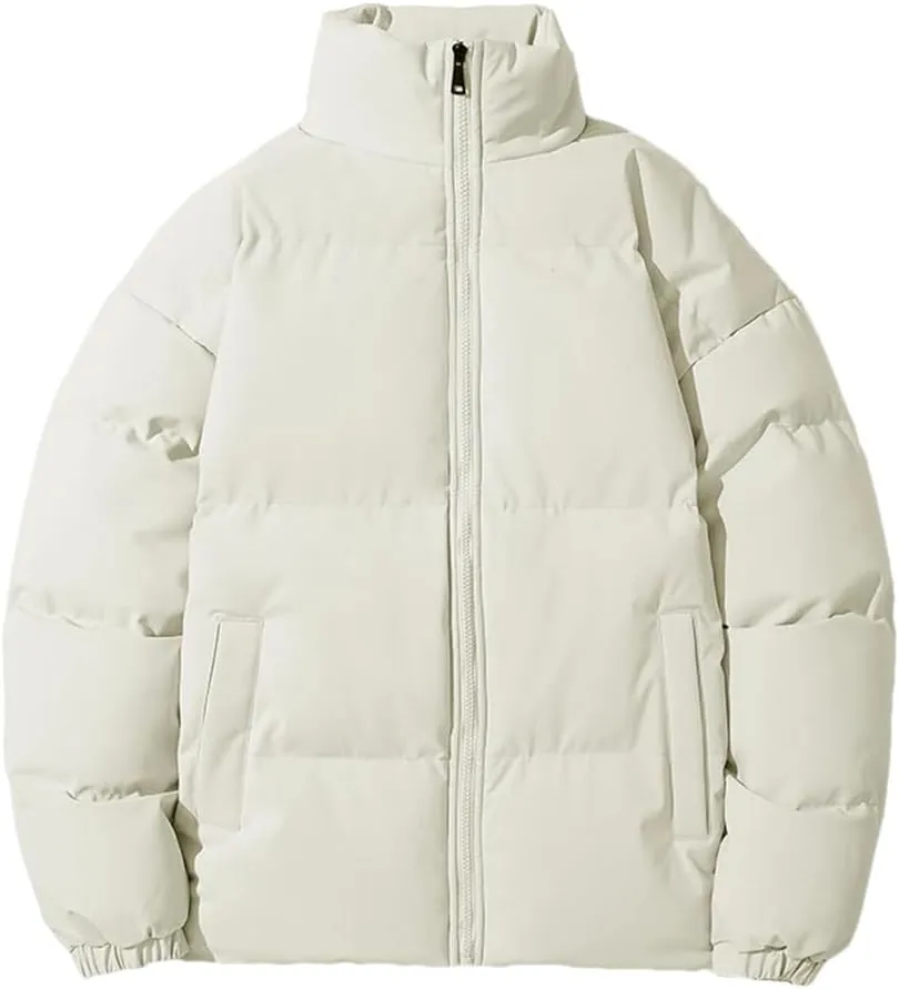 Men's Down Jacket Solid Color Stand Collar Cotton Down Jacket Winter Zipper Down Jacket