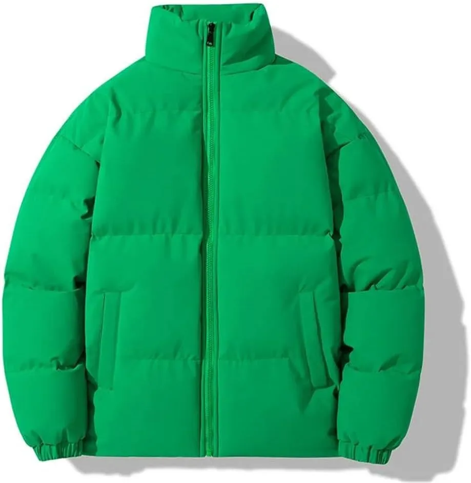 Men's Down Jacket Solid Color Stand Collar Cotton Down Jacket Winter Zipper Down Jacket