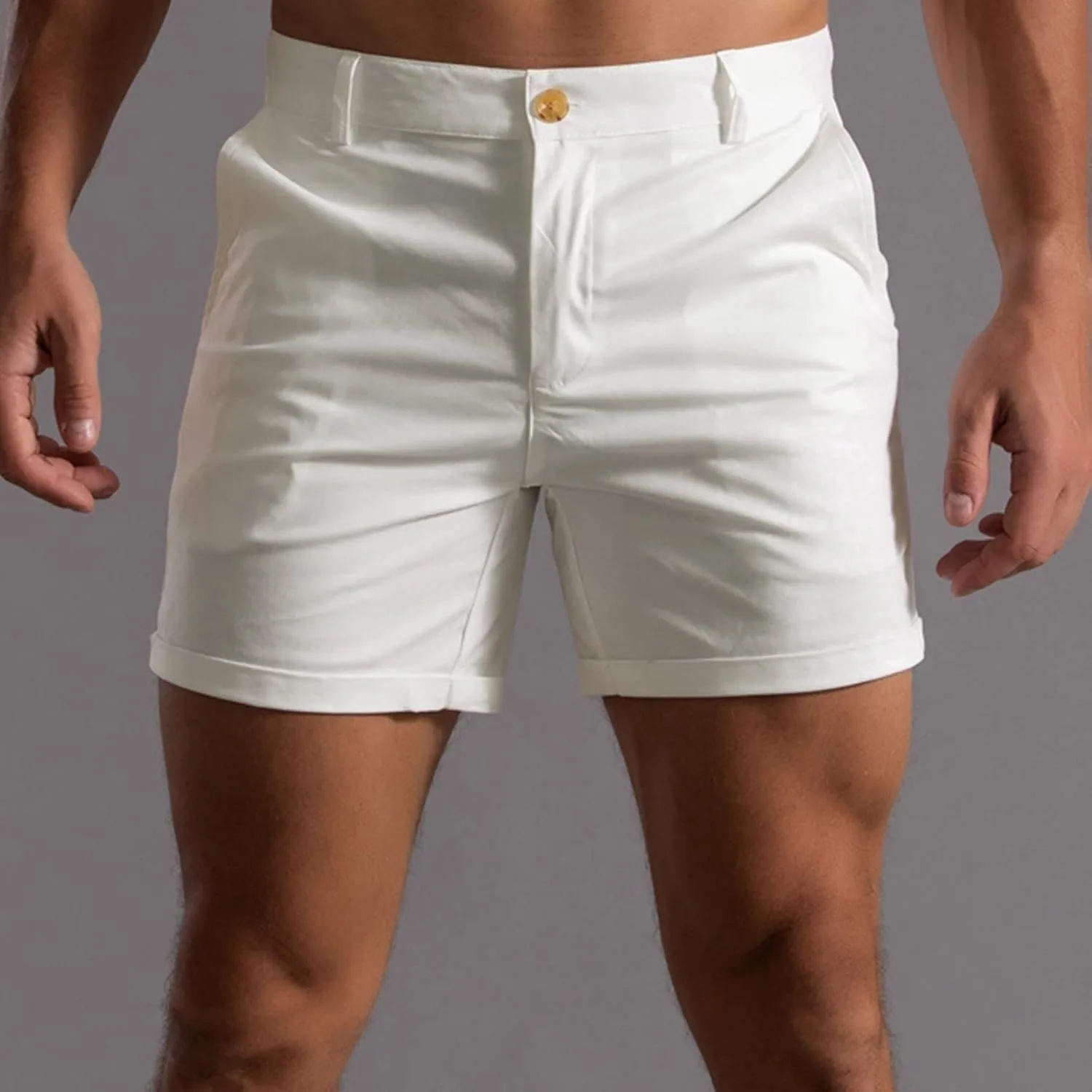 Men's Fashion Cargo Shorts Below Knee Length 3/4 Capri Pants Drawstring Pockets Elastic Waist Gym Shorts