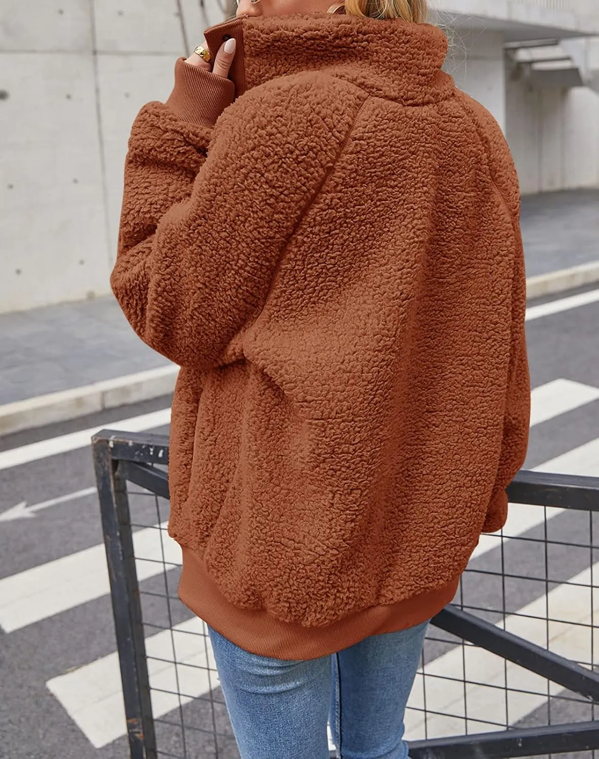 MEROKEETY Women's 2025 Winter Long Sleeve Button Sherpa Jacket Coat Pockets Warm Fleece