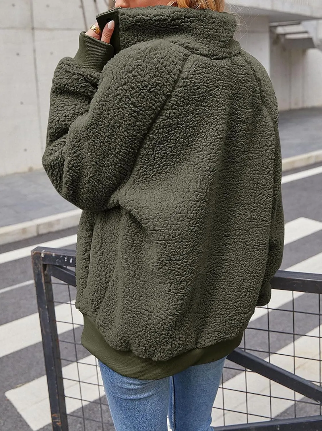 MEROKEETY Women's 2025 Winter Long Sleeve Button Sherpa Jacket Coat Pockets Warm Fleece