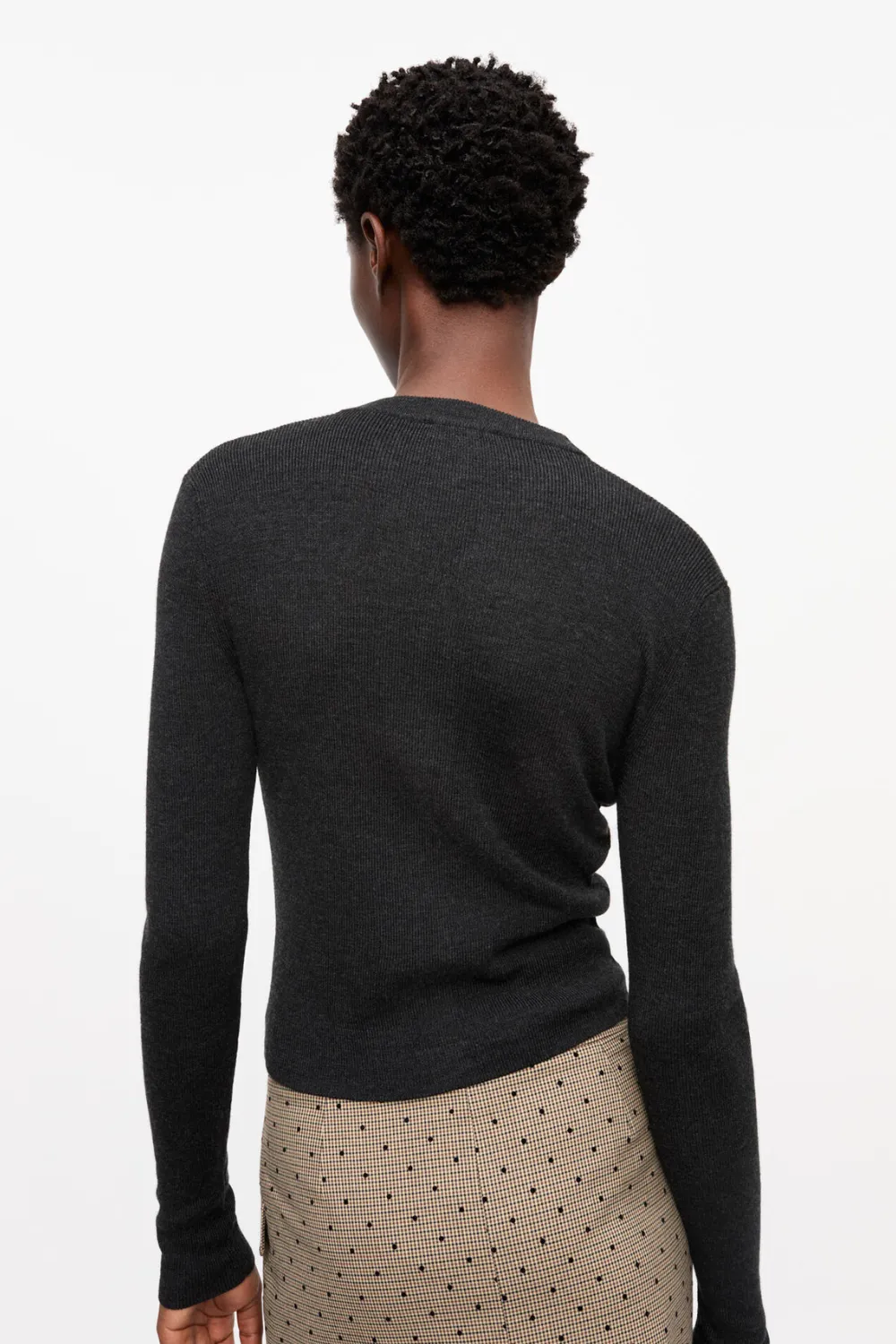 Mini Ribbed Merino Cardigan K2474 - Phantom - GANNI