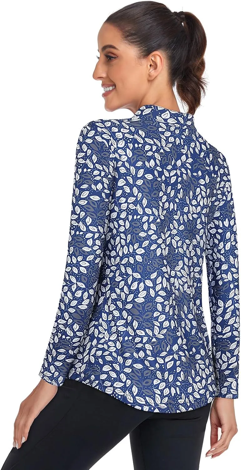 Misyula Womens Golf Shirts 1/4 Zip Sun Protection Quick Dry Tennis Running Athletic Workout Tops
