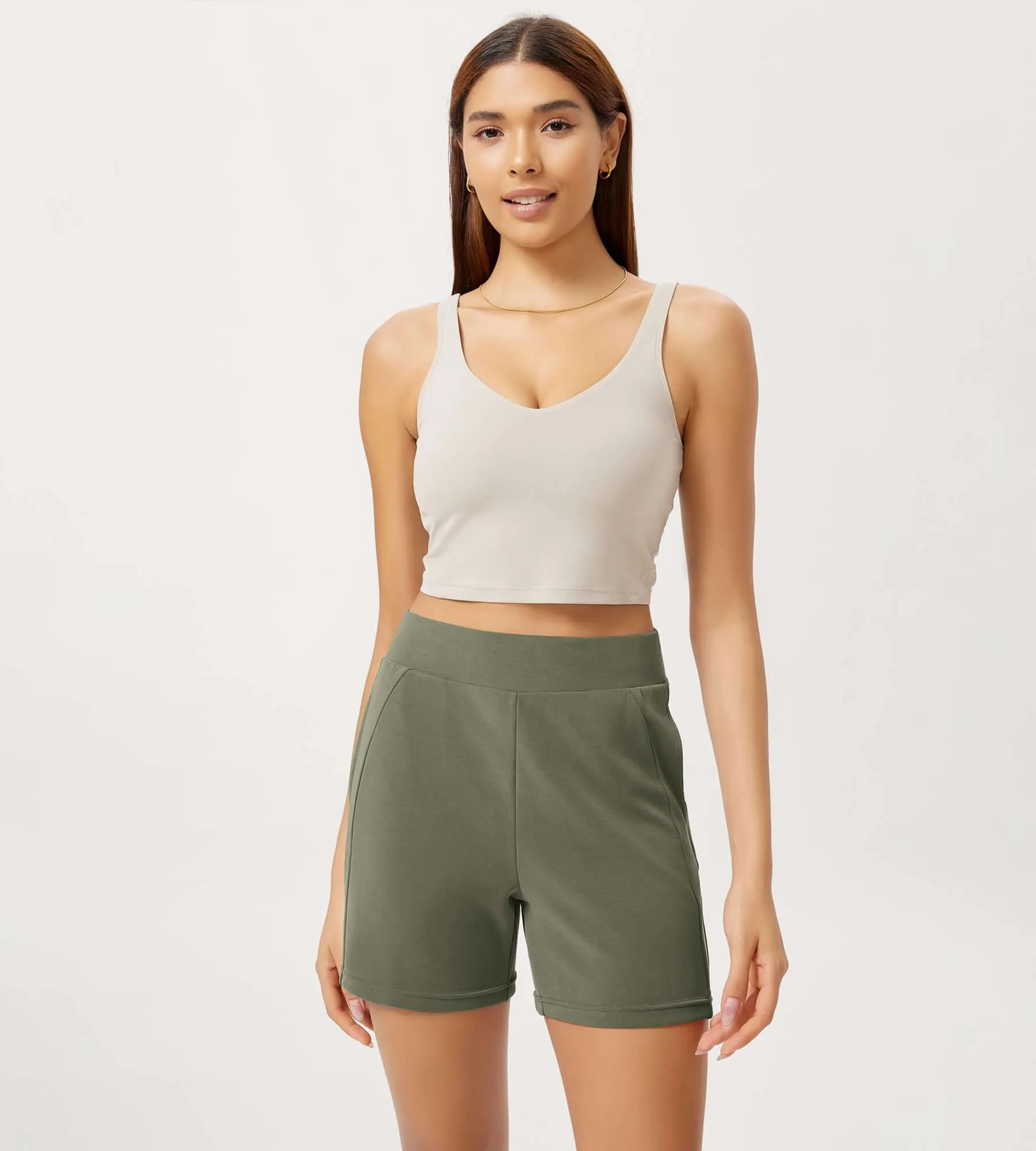 Modal Soft High Waist Casual Shorts with Pockets