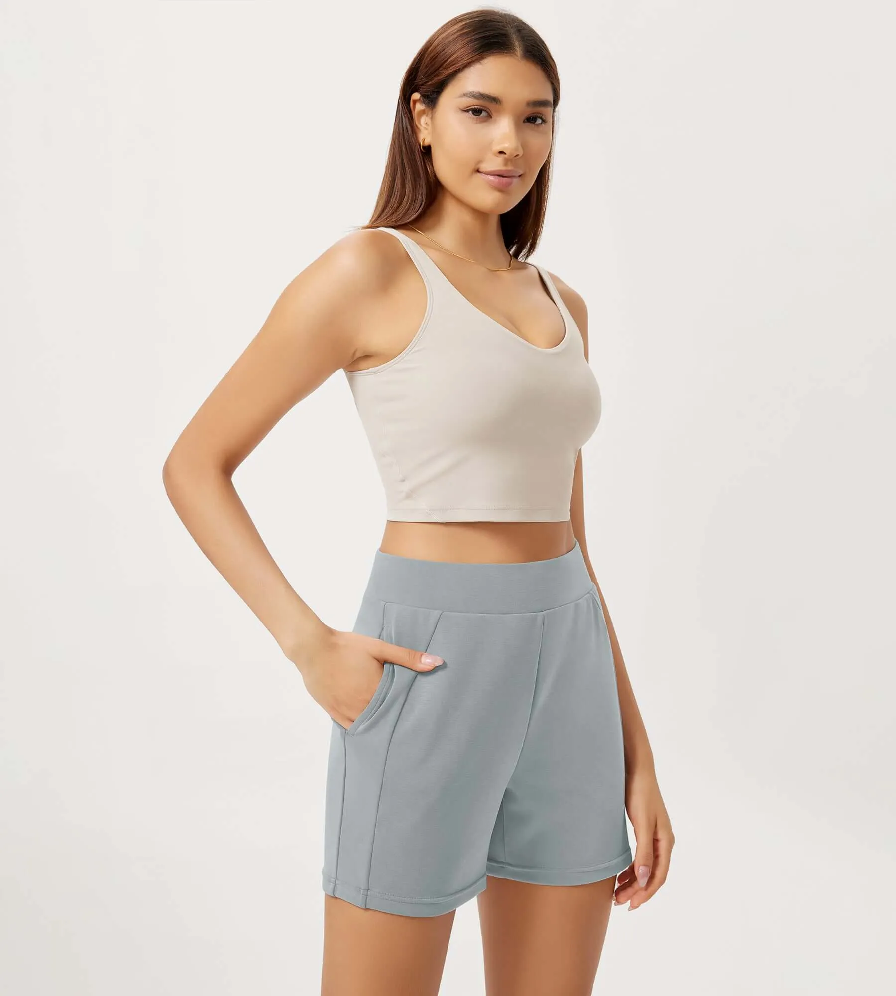 Modal Soft High Waist Casual Shorts with Pockets