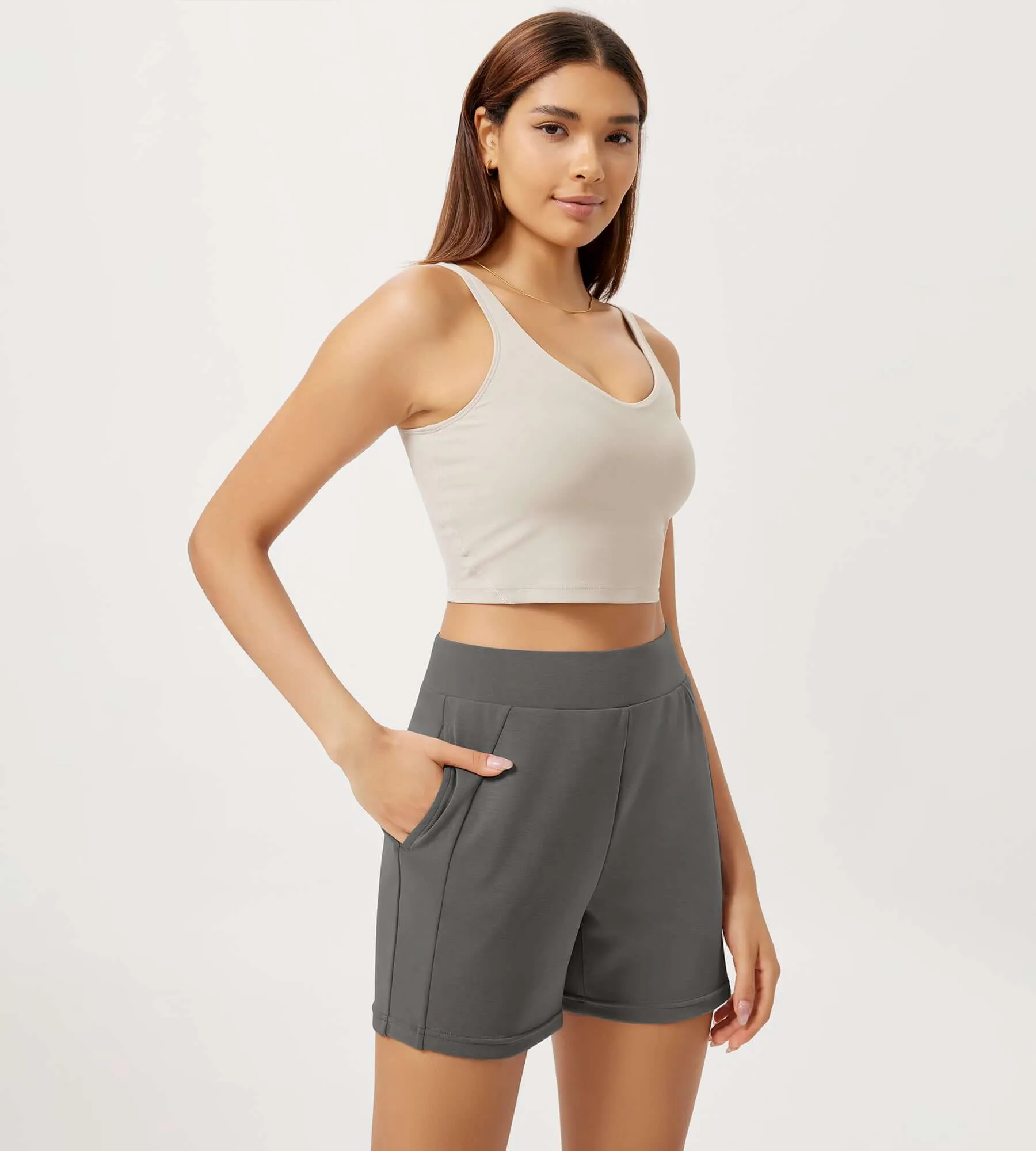Modal Soft High Waist Casual Shorts with Pockets