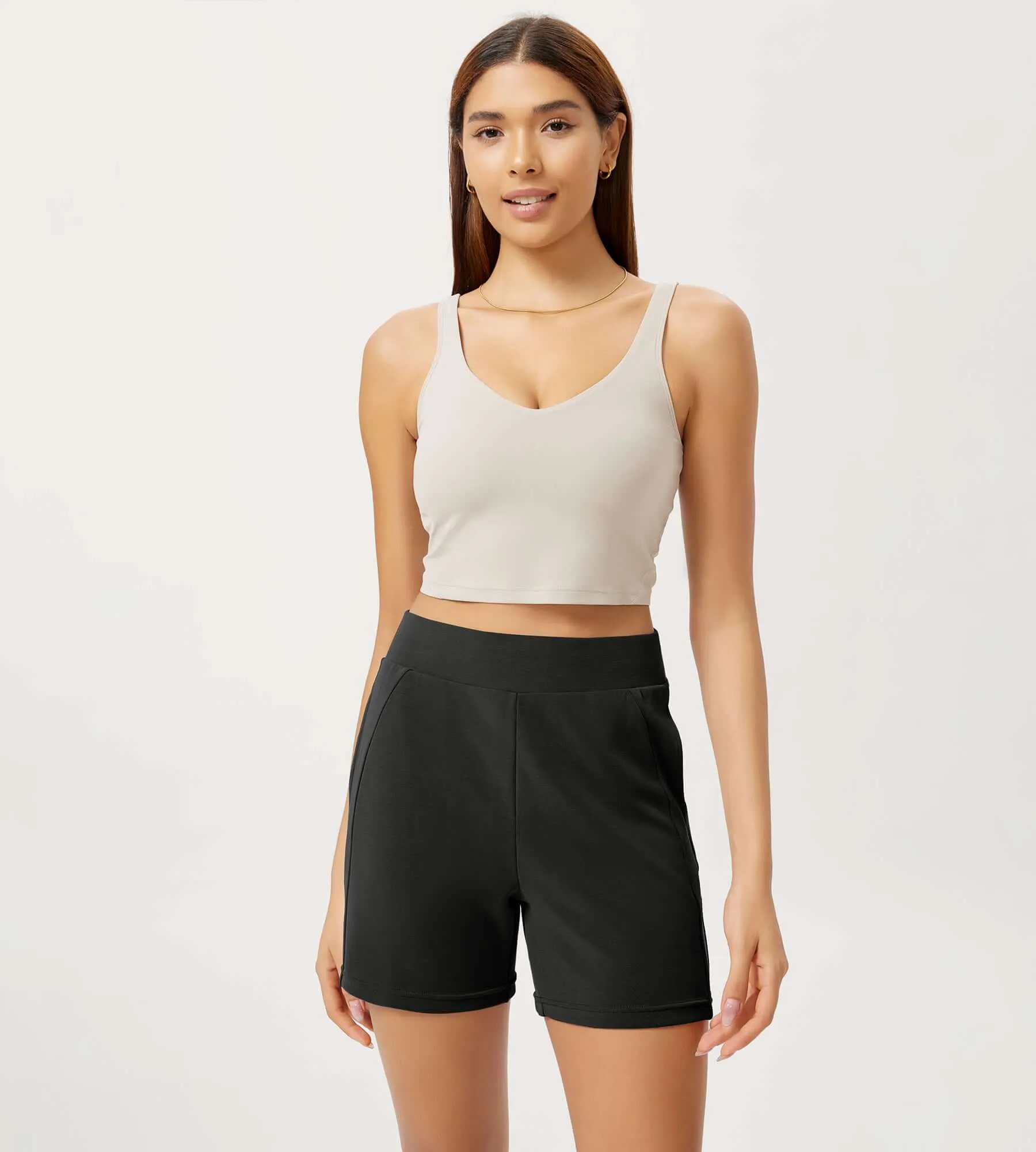 Modal Soft High Waist Casual Shorts with Pockets