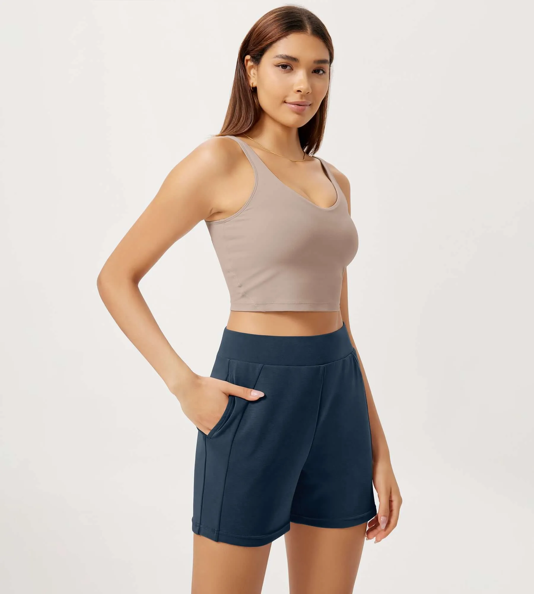 Modal Soft High Waist Casual Shorts with Pockets