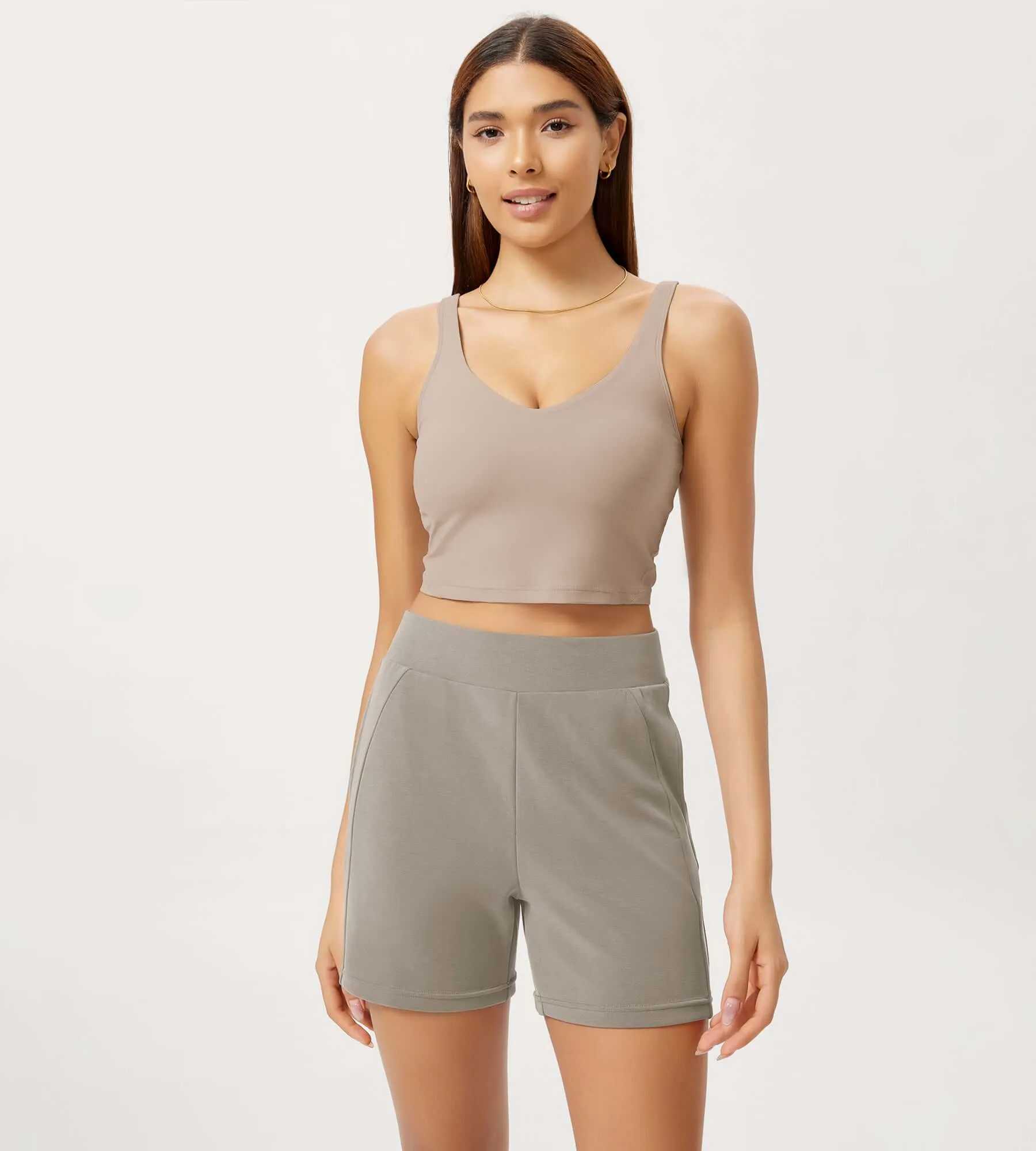 Modal Soft High Waist Casual Shorts with Pockets