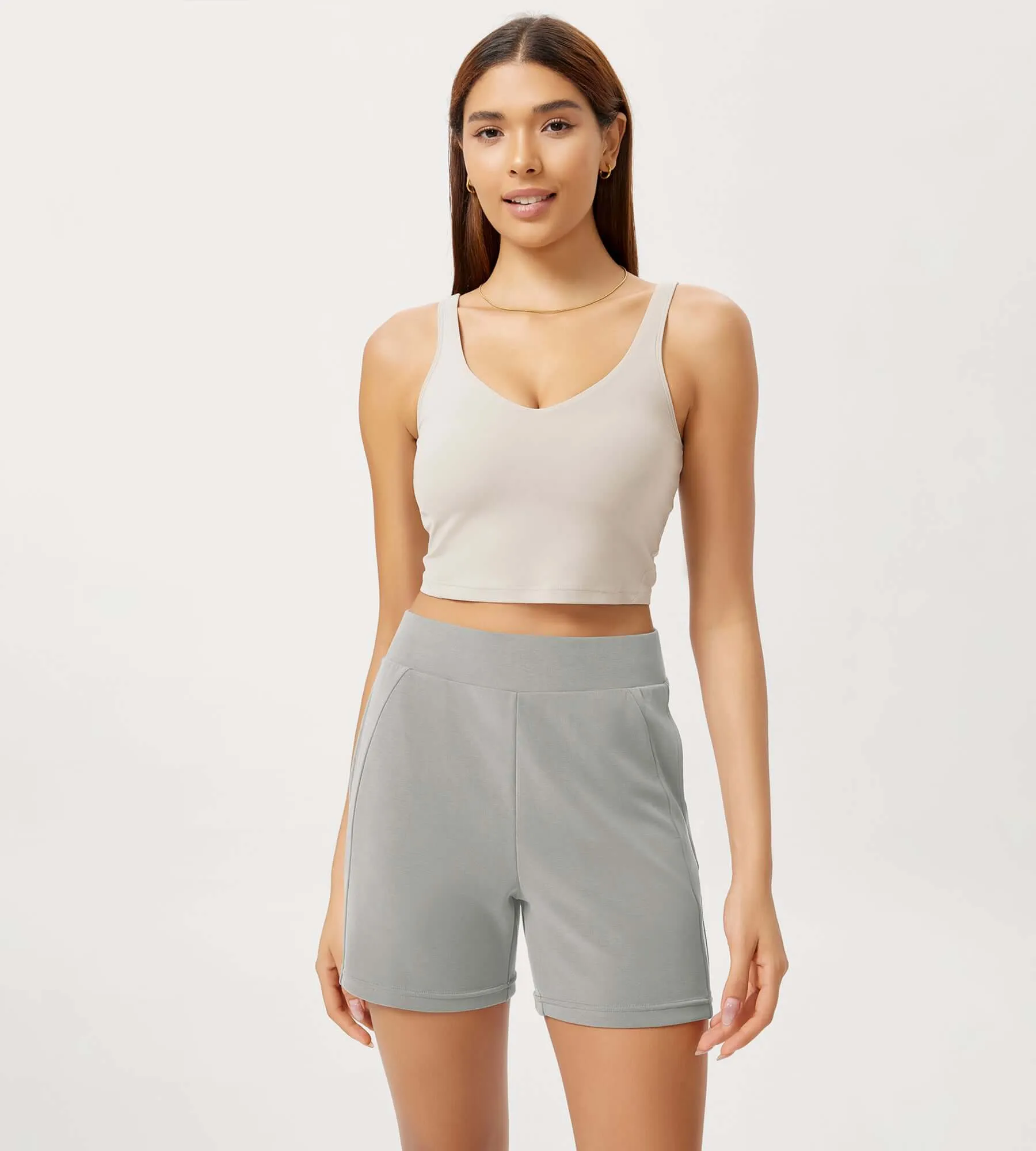 Modal Soft High Waist Casual Shorts with Pockets