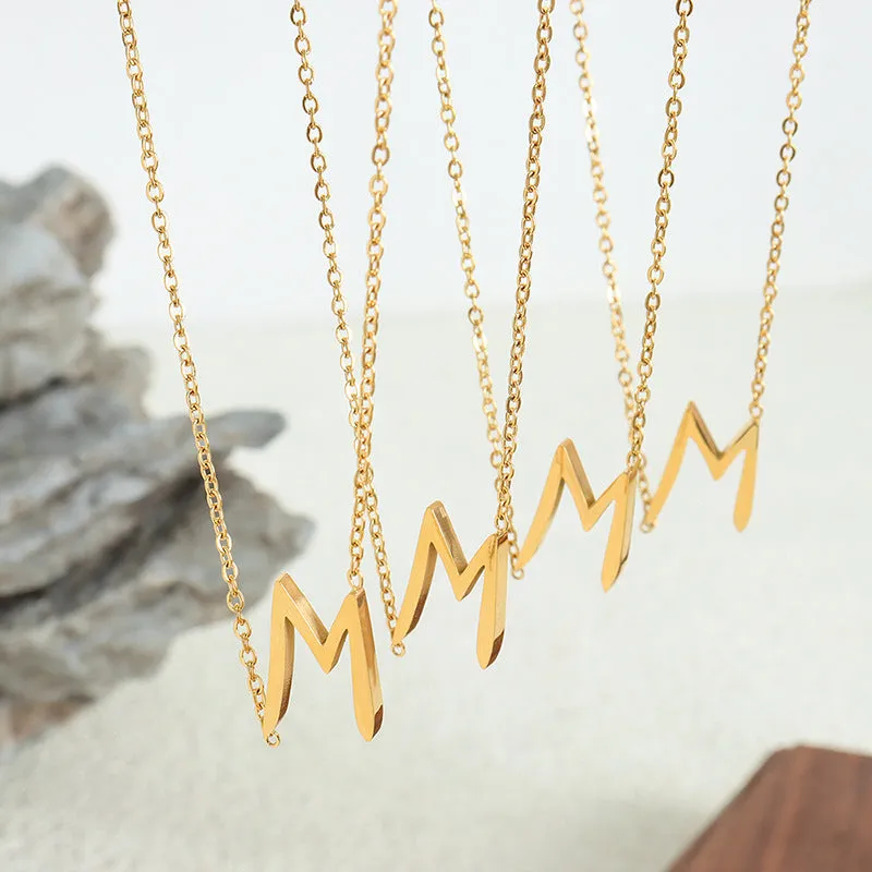Modern M-Letter Pendant Titanium Steel Collarbone Chain Necklace for Stylish Women