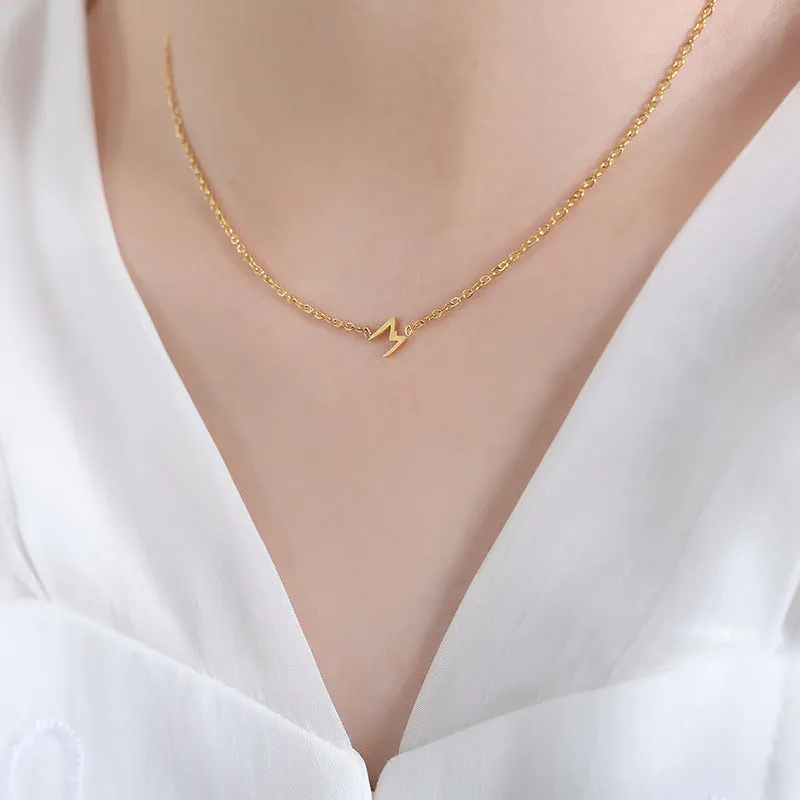 Modern M-Letter Pendant Titanium Steel Collarbone Chain Necklace for Stylish Women